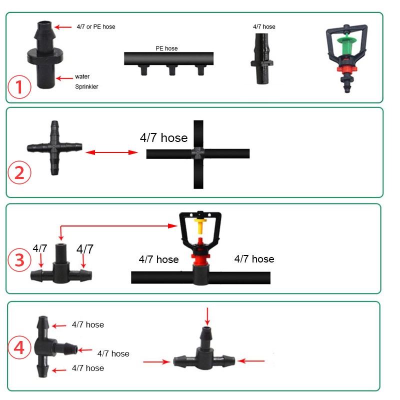 Smart Garden Sprinkler System - 50 stuks Tuin Druppelirrigatie Connector Fitting